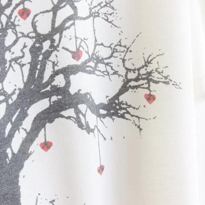White Batwing Short Sleeve Wishing Tree Print..