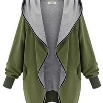 Women Fashion Casual Hooded Large Size Thin..