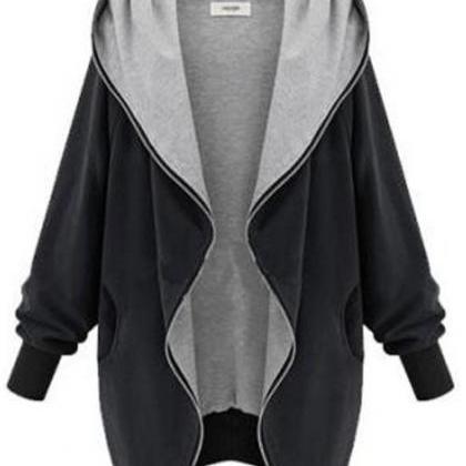 Women Fashion Casual Hooded Large Size Thin..