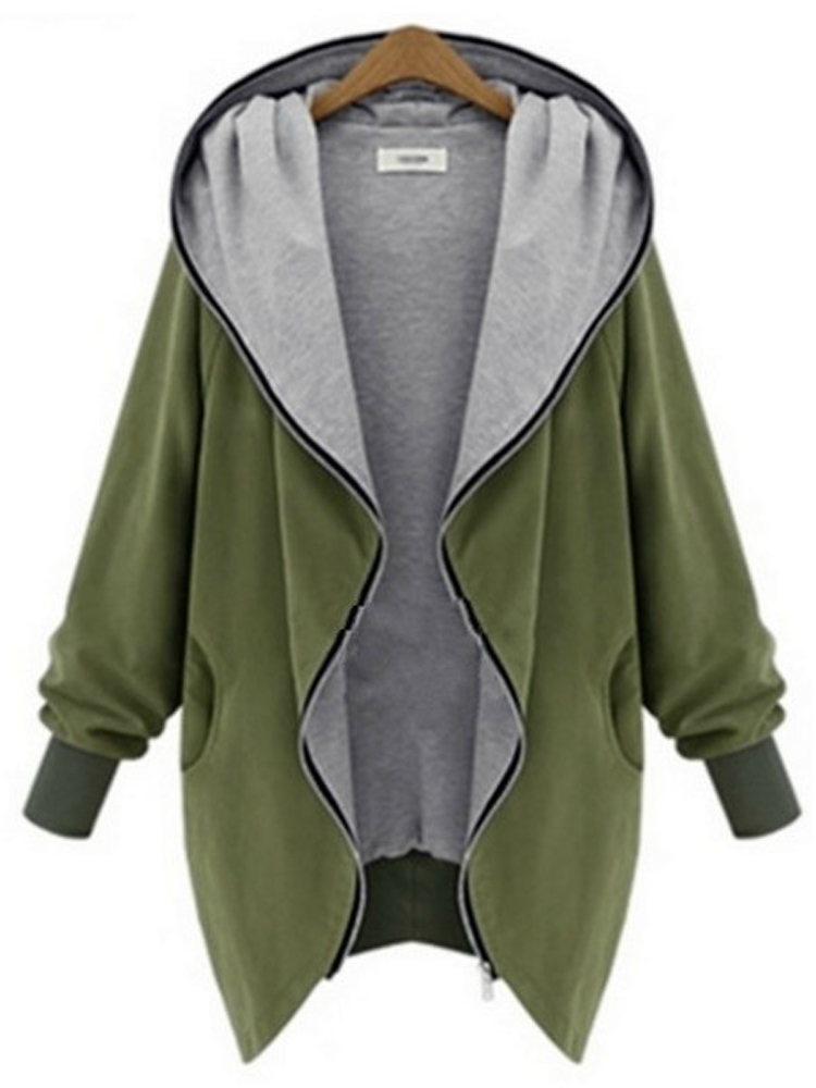 Women Fashion Casual Hooded Large Size Thin Jackets Outerwear Coat